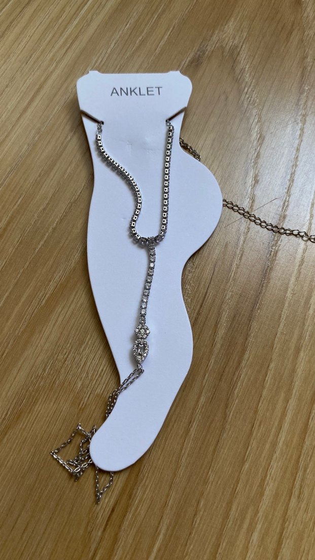 Beyaz Zincir Detaylı Kadın halhal - Görsel 4