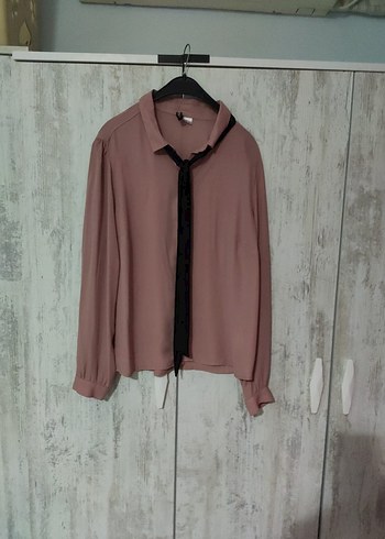 H&M Bej Uzun Kollu Düğmeli Kadın Gömlek