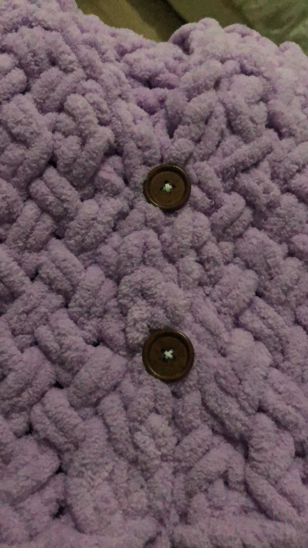 Mor Örgü Kız Çocuk Kapüşonlu Yelek - Görsel 3