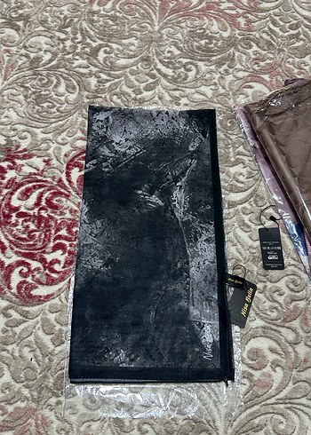 Aker Modern Siyah Desenli Bambu Sal
