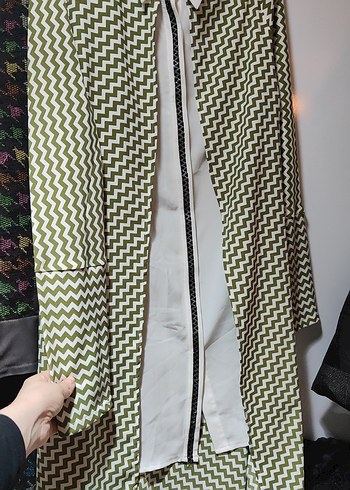 Uzun Kollu Tunik Drapeli, Gri-Beyaz - Görsel 3