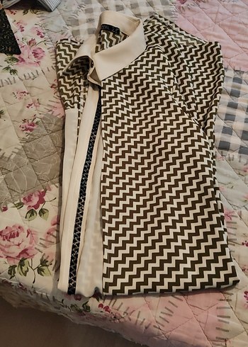 Uzun Kollu Tunik Drapeli, Gri-Beyaz - Görsel 4