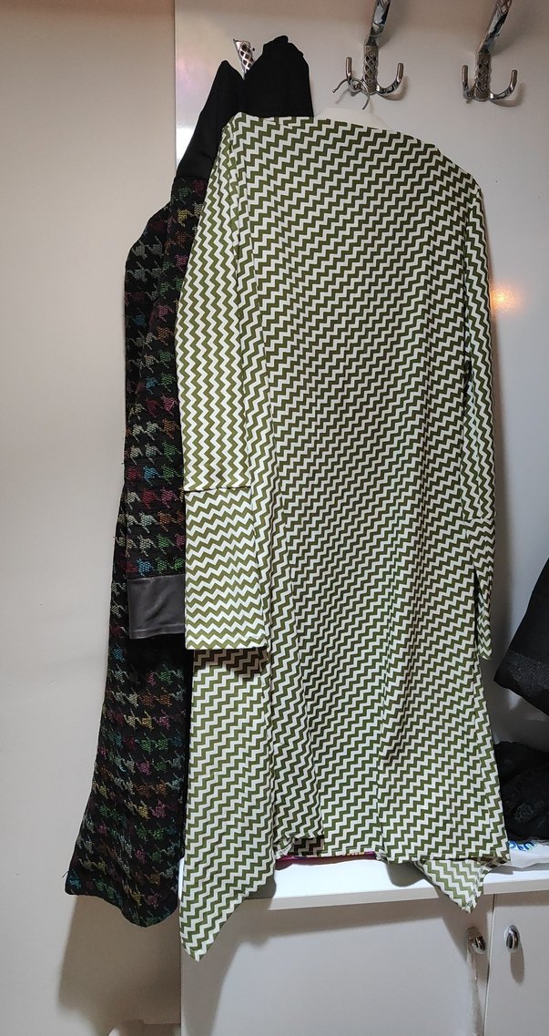 Uzun Kollu Tunik Drapeli, Gri-Beyaz - Görsel 2