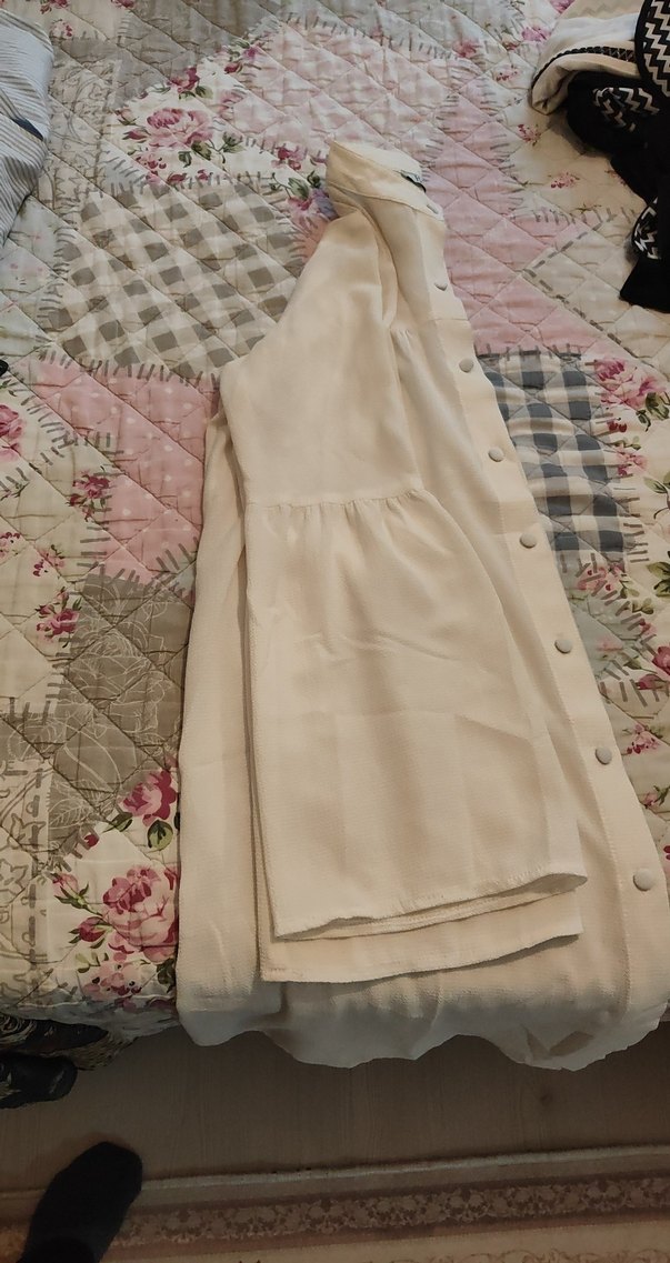 Uzun Kollu Beyaz Keten Kadın Gömlek - Görsel 5