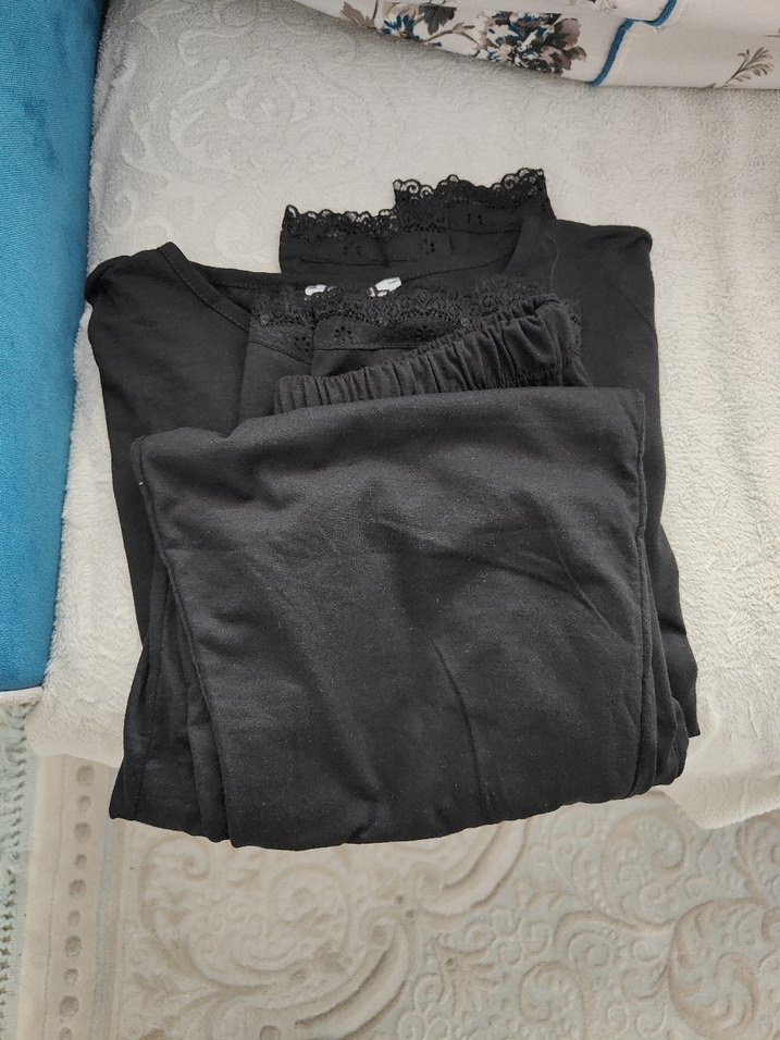 Dantel Detay Premium Siyah Suprem Pijama Takımı - Görsel 3