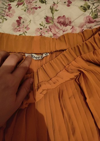 MERİ Somon Pilili Midi Kadın Pantolon - Görsel 3