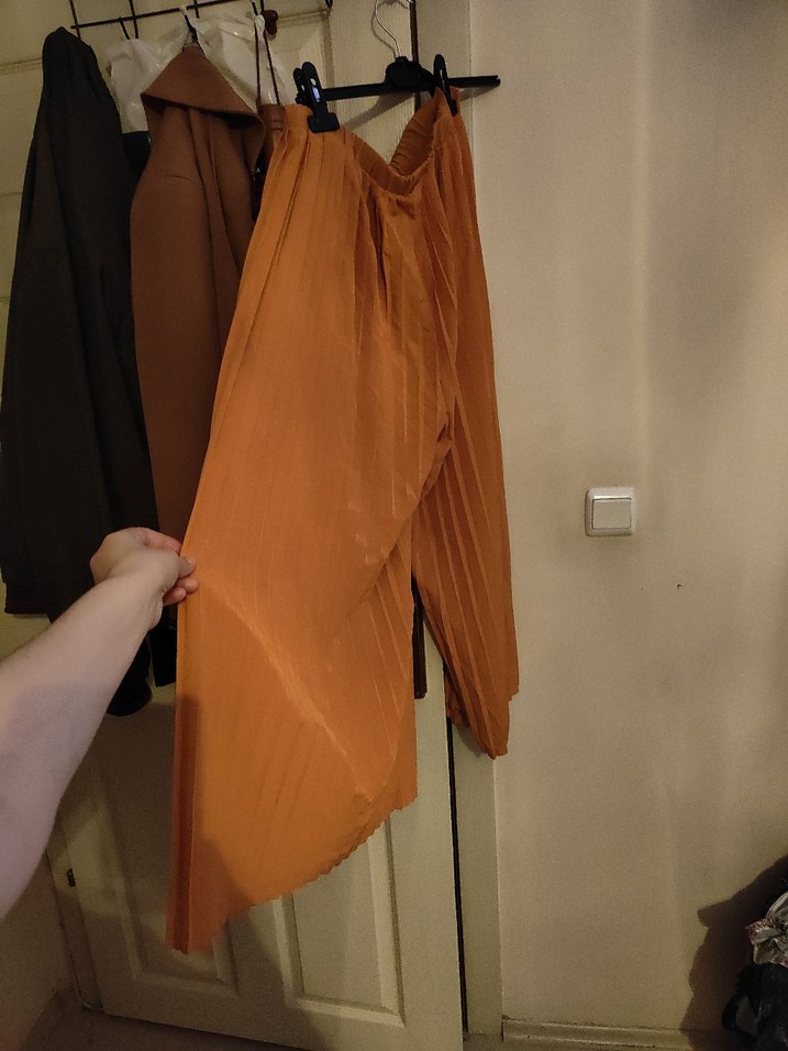 MERİ Somon Pilili Midi Kadın Pantolon - Görsel 2