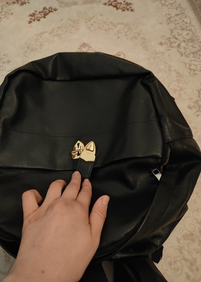 BAYAN KOTON SİYAH DERİ GÜNLÜK SIRT ÇANTASI - Görsel 4