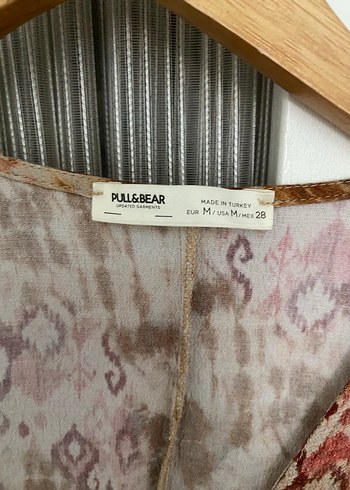 Pull and Bear Bohem Renkli Batik Desenli Uzun elbise