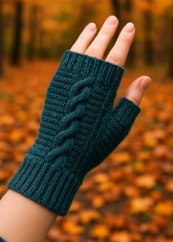 Pembe Örgü Baykuş Desenli Kadın Eldiveni - Görsel 2