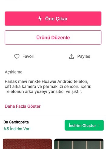 Parlak Mavi Huawei Android Telefon - Görsel 2