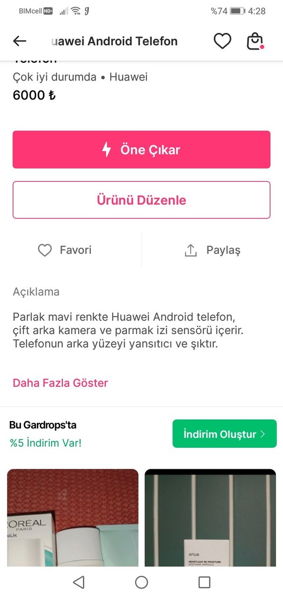 Parlak Mavi Huawei Android Telefon - Görsel 2