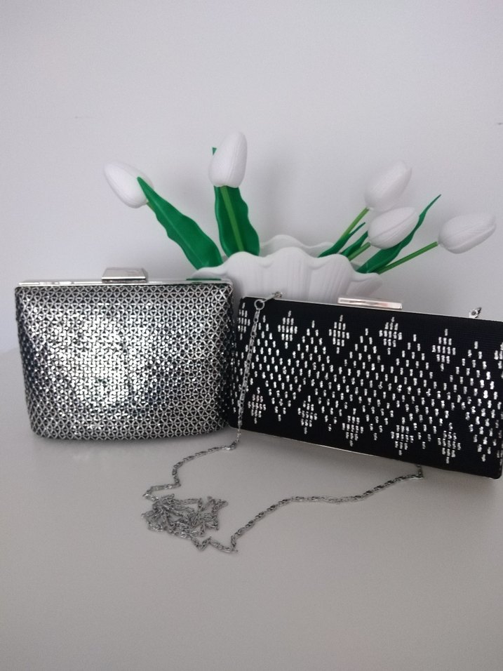 Parlak Yılan Desenli Kadın Abiye Çanta - Görsel 2