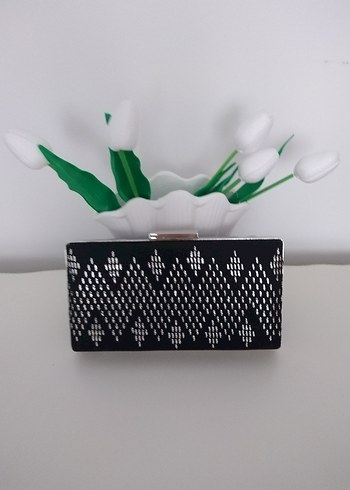 Dantel Detaylı Siyah Kadın Clutch Çanta - Görsel 5