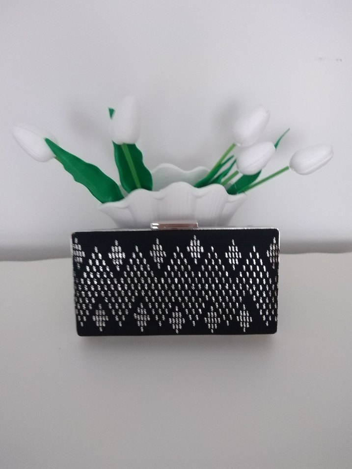 Dantel Detaylı Siyah Kadın Clutch Çanta - Görsel 5