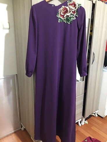 Mor tessettür elbise - Görsel 2
