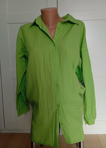 Yeşil Uzun Kollu Rahat Gömlek - Görsel 5