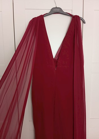 Bordo Uzun Abiye Elbise - Görsel 4