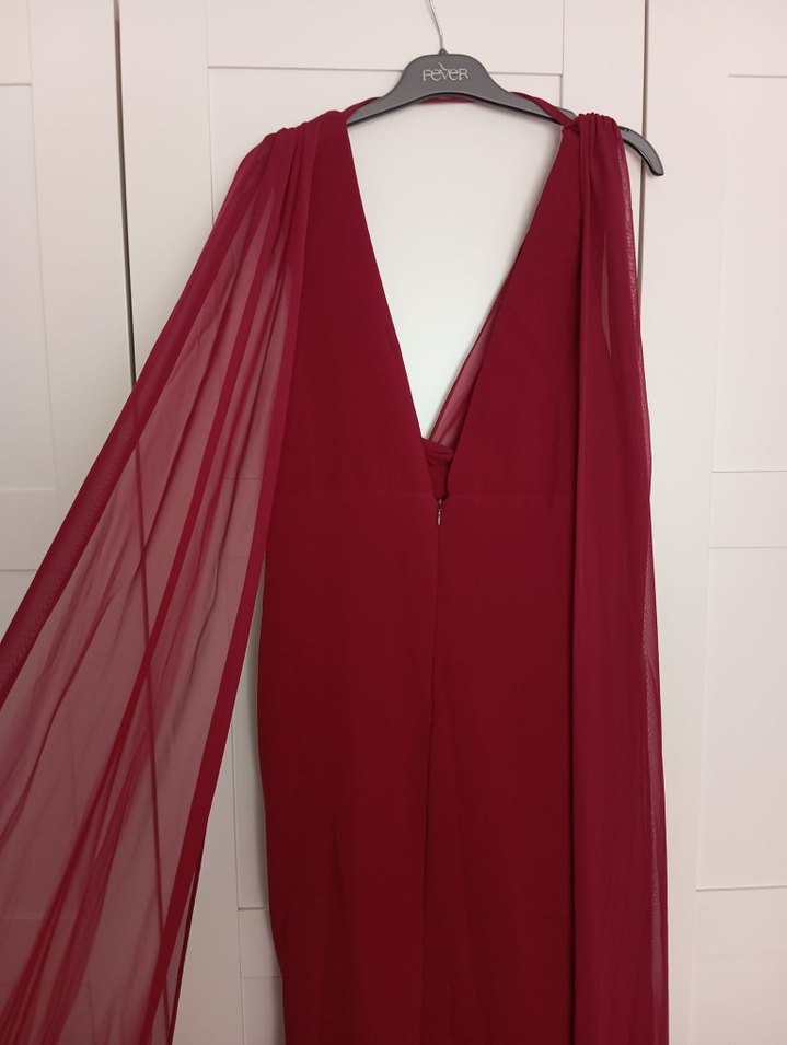 Bordo Uzun Abiye Elbise - Görsel 4