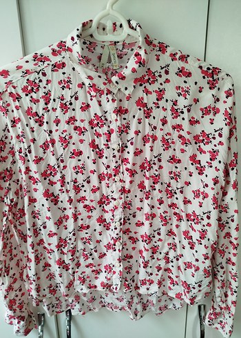 Pembe Çiçek Desenli Bohem Kadın Gömlek - Görsel 6