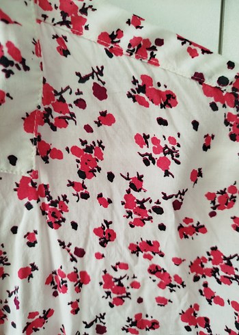 Pembe Çiçek Desenli Bohem Kadın Gömlek - Görsel 7