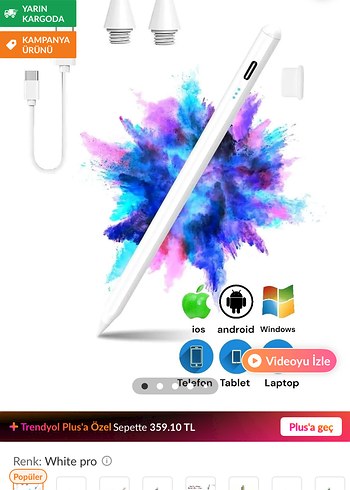 Beyaz Tablet Stylus Kalem
