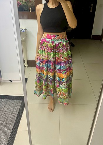 Renkli Pilili Bohem Uzun Etek kırkyama