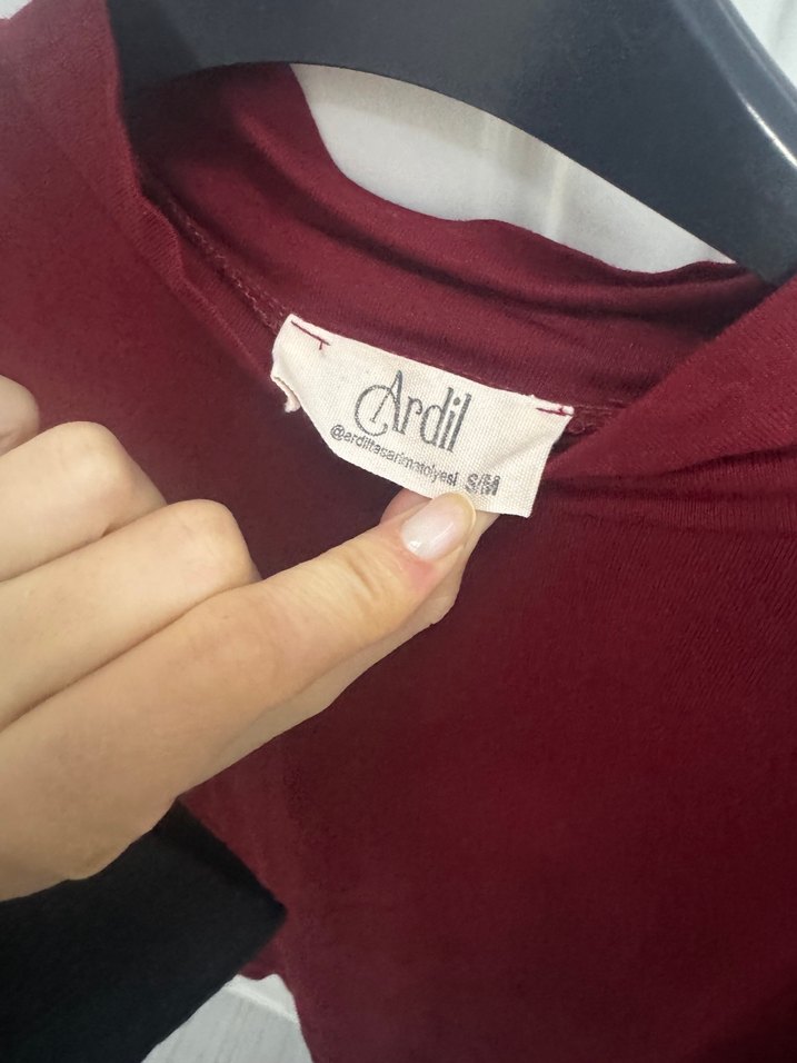 Bordo Yarım Balıkçı Yaka Uzun Kollu Kadın bluz - Görsel 2