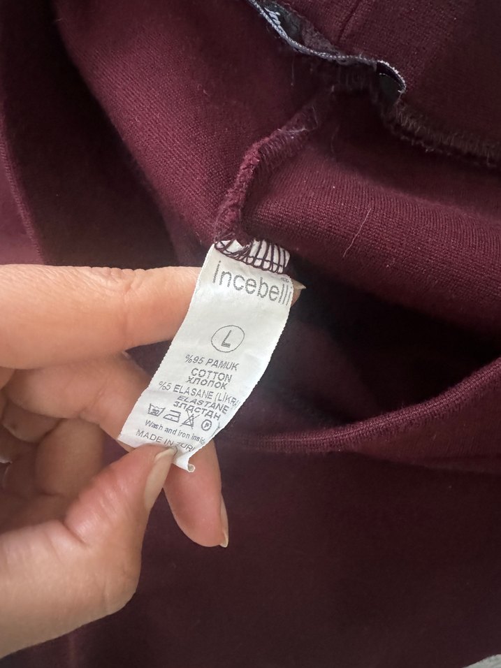 Bordo Kadın Midi Yırtmaçlı İspanyol Paça Pantolon - Görsel 5