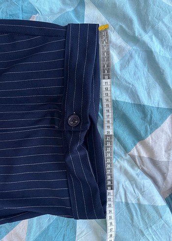 Kadın Lacivert Çizgili Midi Pantolon ve crop takım - Görsel 4