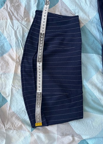 Kadın Lacivert Çizgili Midi Pantolon ve crop takım - Görsel 6