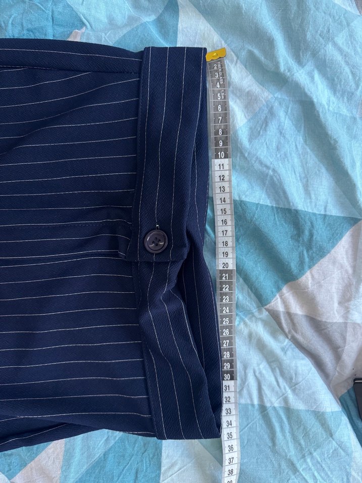 Kadın Lacivert Çizgili Midi Pantolon ve crop takım - Görsel 4