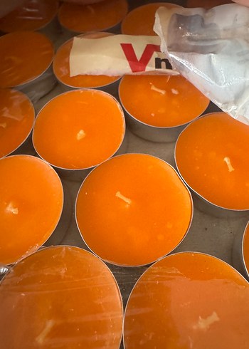 Parlak Turuncu Tealight Mum Seti - Görsel 2