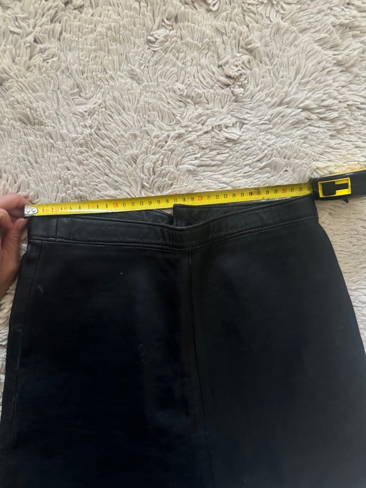 Siyah gerçek deri  Mini Etek - Görsel 3