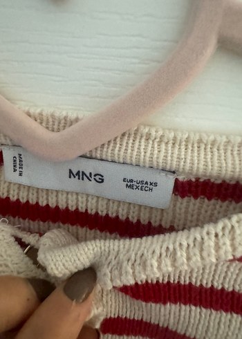 Çizgili Beyaz Kadın Hırka - Görsel 7