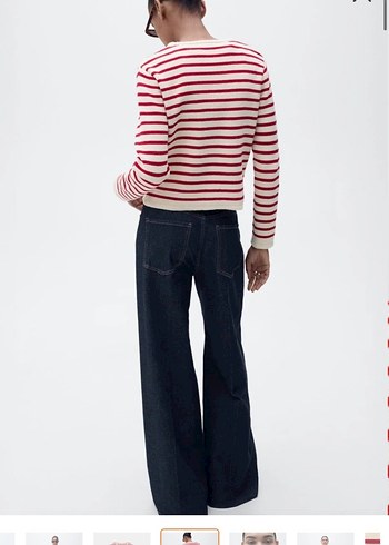 Çizgili Beyaz Kadın Hırka - Görsel 3