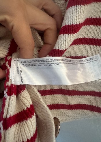 Çizgili Beyaz Kadın Hırka - Görsel 6