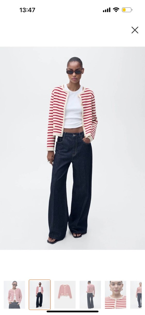 Çizgili Beyaz Kadın Hırka - Görsel 2