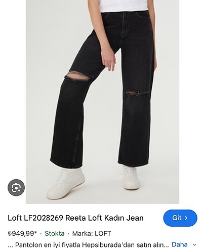 LOFT siyah kot bol yırtık paça baggy