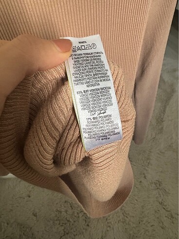 36 Beden ten rengi Renk M&S vizkoz fitilli boğazlı balıkçı yaka triko kazak