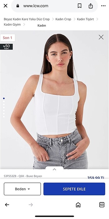 Lc Waikiki crop kare yaka beyaz