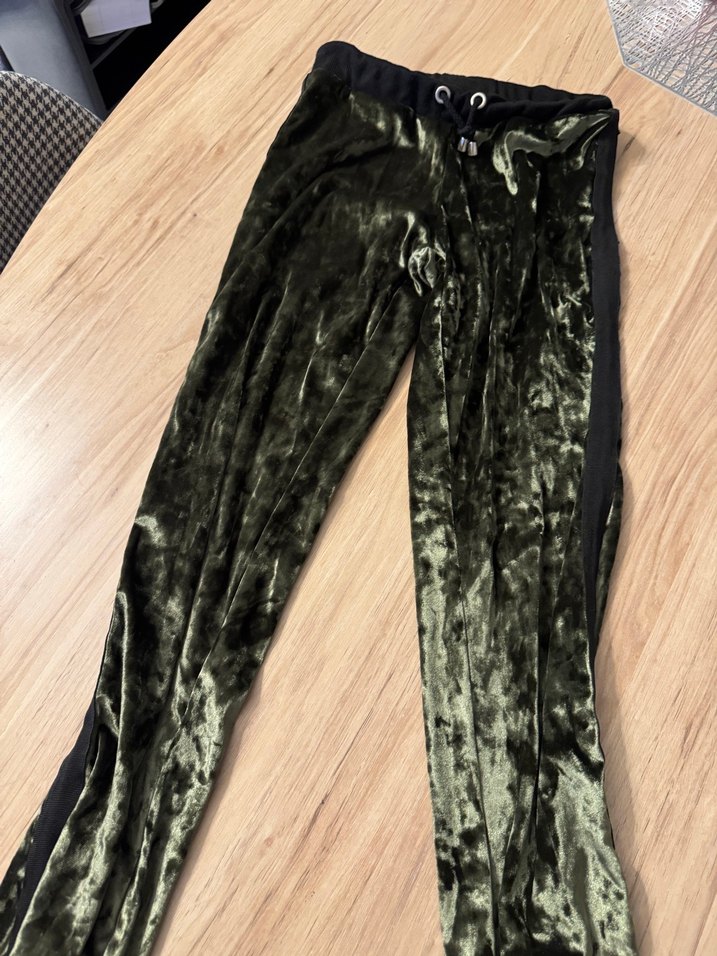 Kadın Yeşil Kadife Streetwear Pantolon s/m - Görsel 4