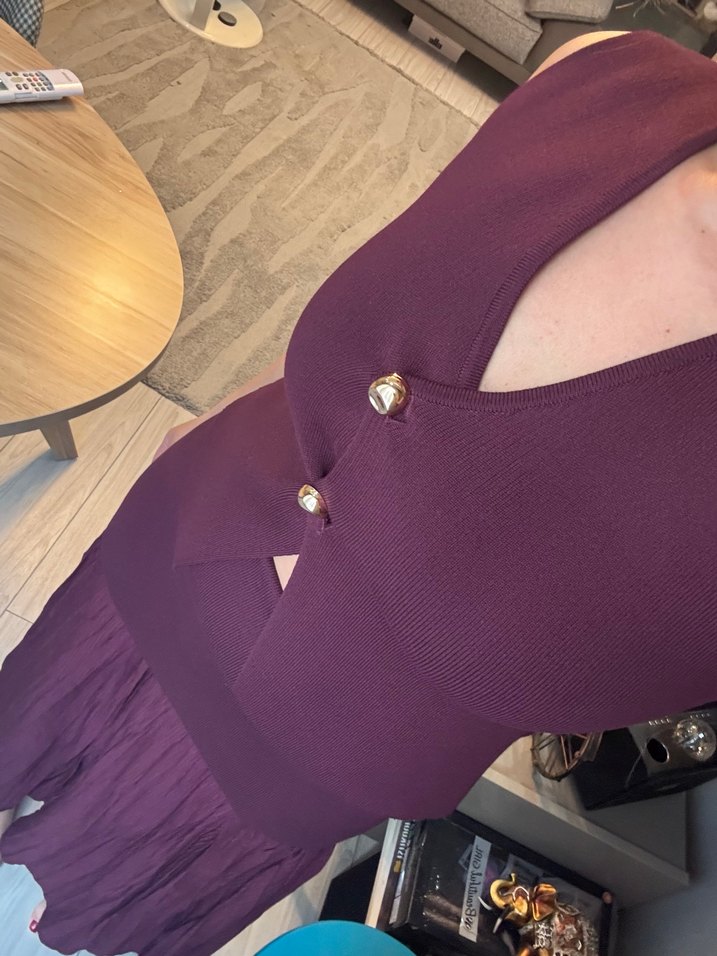 Düğmeli Bordo Kadın Yelek - Görsel 3