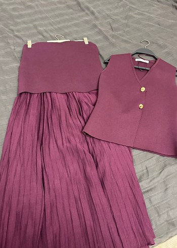 Kadın Mor Pliseli Uzun  Etek - Görsel 5