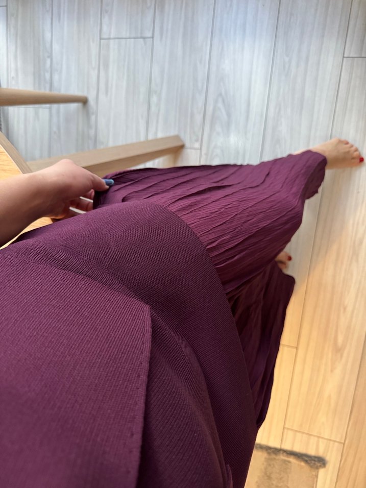 Kadın Mor Pliseli Uzun  Etek - Görsel 3