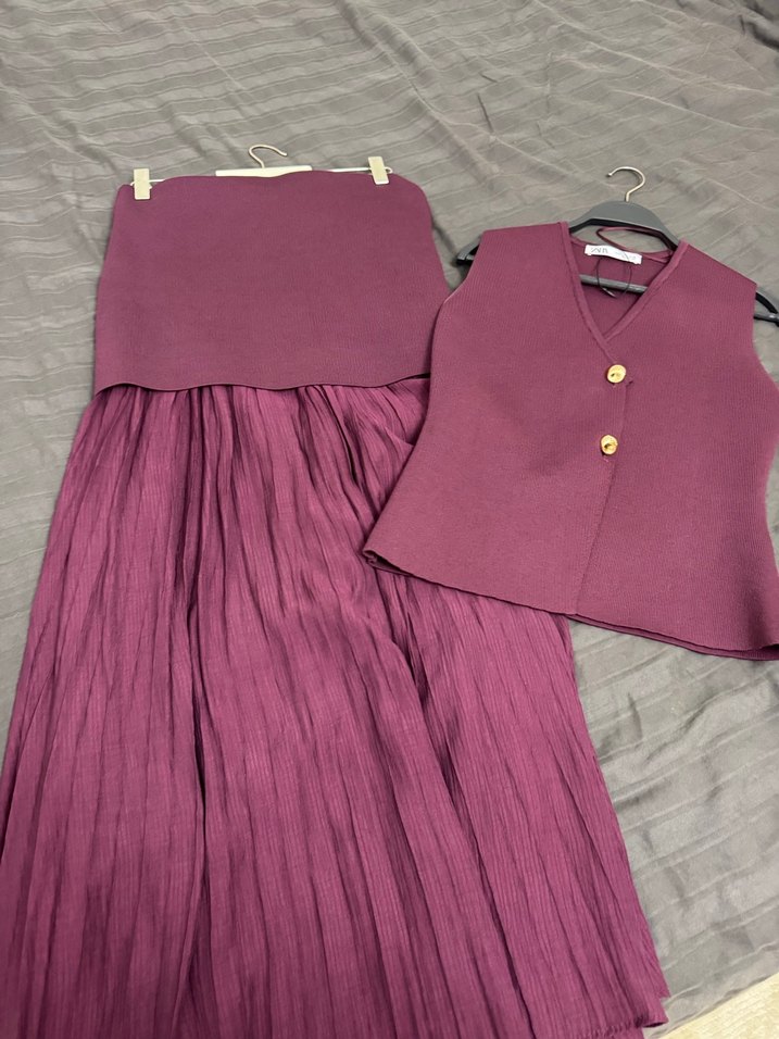 Kadın Mor Pliseli Uzun  Etek - Görsel 5