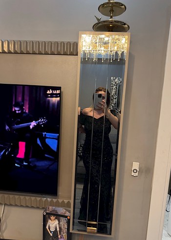 Siyah Straplez Uzun Gotik Abiye Elbise - Görsel 3