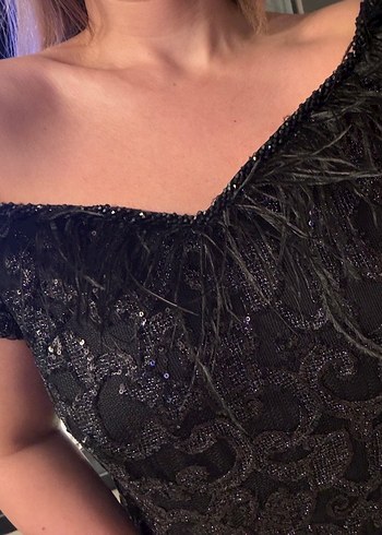 Siyah Straplez Uzun Gotik Abiye Elbise - Görsel 6