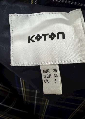 Lacivert Ekose Düğmeli Kadın Blazer iki takim - Görsel 5