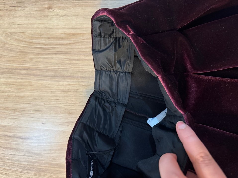 Bordo Pileli Mini Etek - Görsel 4